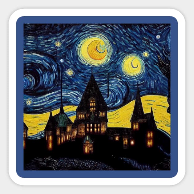 Starry Night Wizarding School Van Gogh Sticker by Grassroots Green